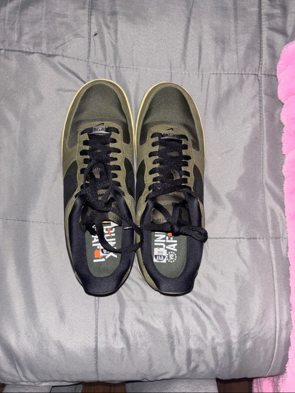 Air Force 1 Low Nike Olive Green & Black Low-Top Sneakers size 11.5 - Picture 4 of 6